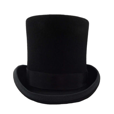 Tall Wool Felt Top Hat with Satin Lining Top Hat Epoch Hats MWWF981BKS Black S/M 
