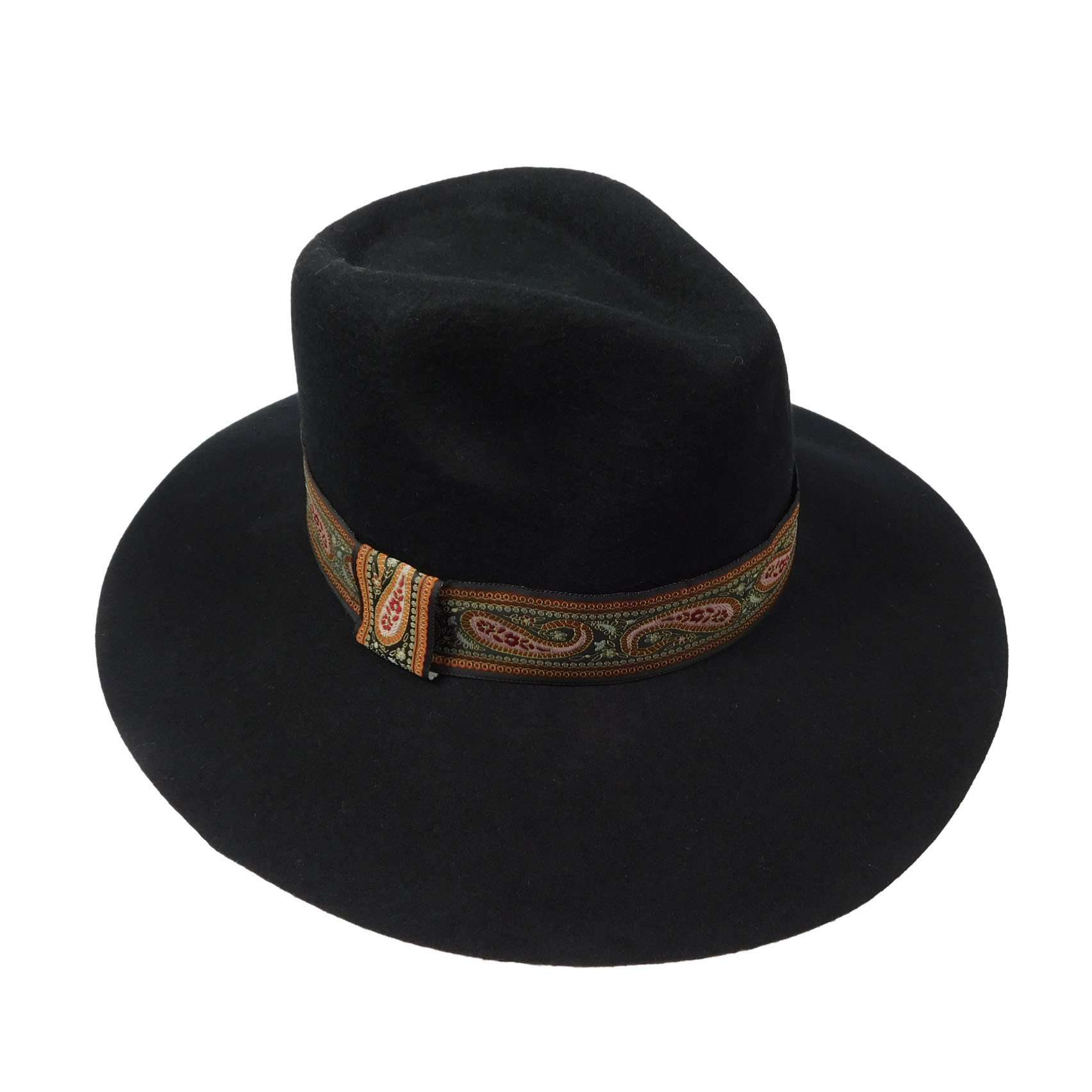 Large Floppy Brim Wool Felt Fedora Hat - Jeanne Simmons Hats Fedora Hat Jeanne Simmons WWWF267BK Black  