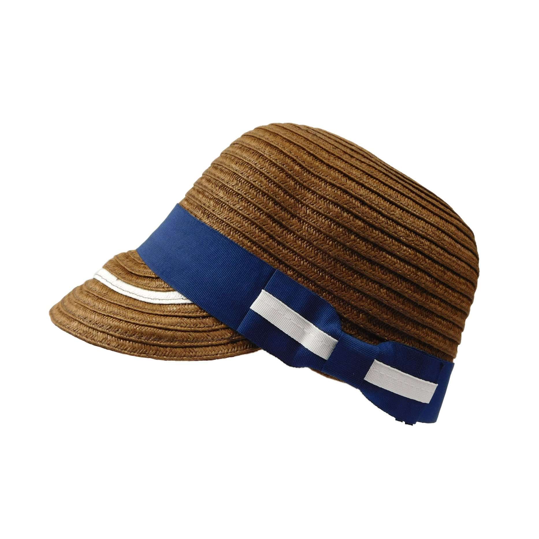 Small Straw Brim Cap with Ribbon Band and Bow by JSA for Women Cap Jeanne Simmons    
