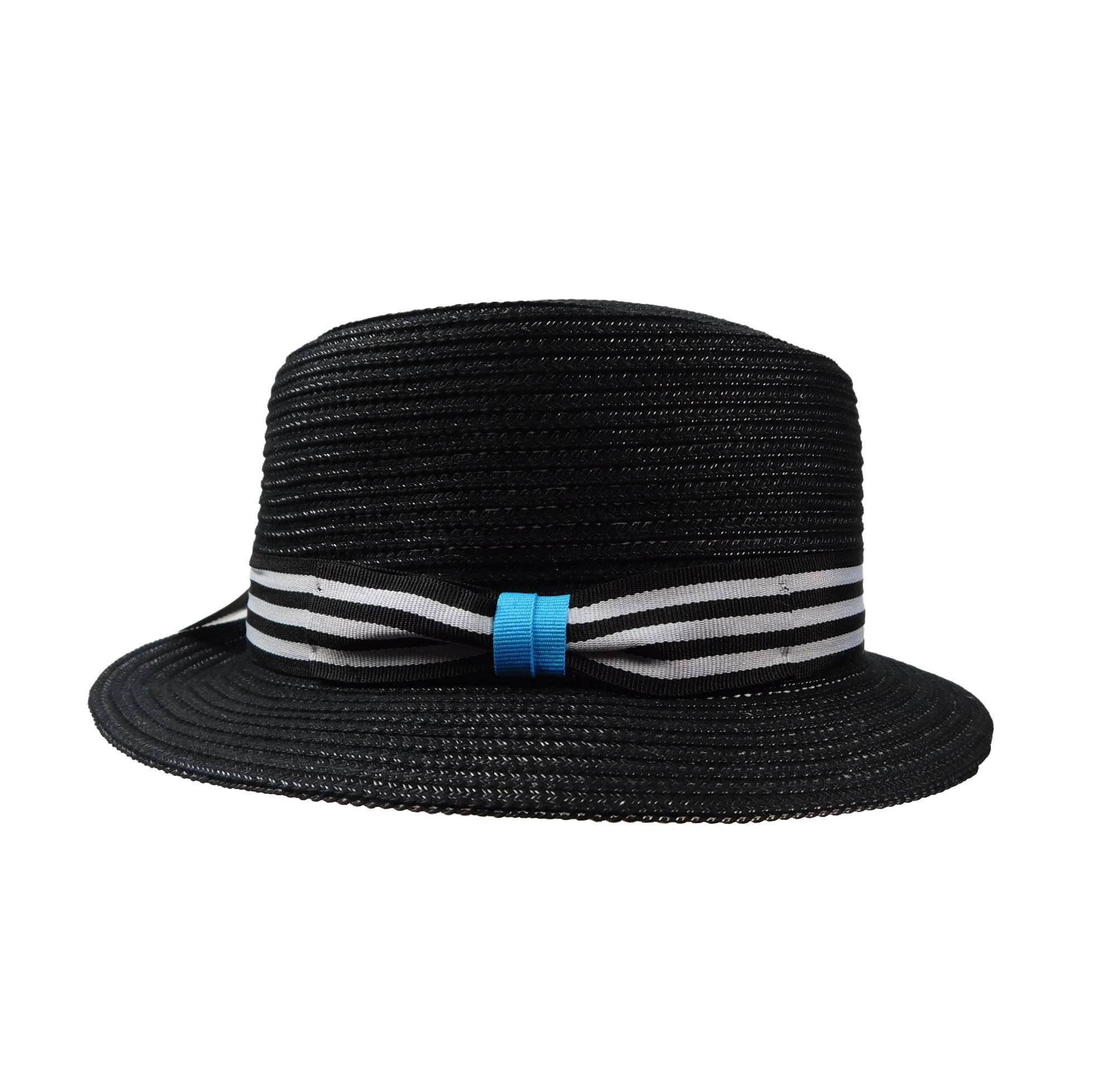 Mens or Ladies Straw Pork Pie Hat Summer Trilby Cap Sun Hat Natural, Black,  Grey