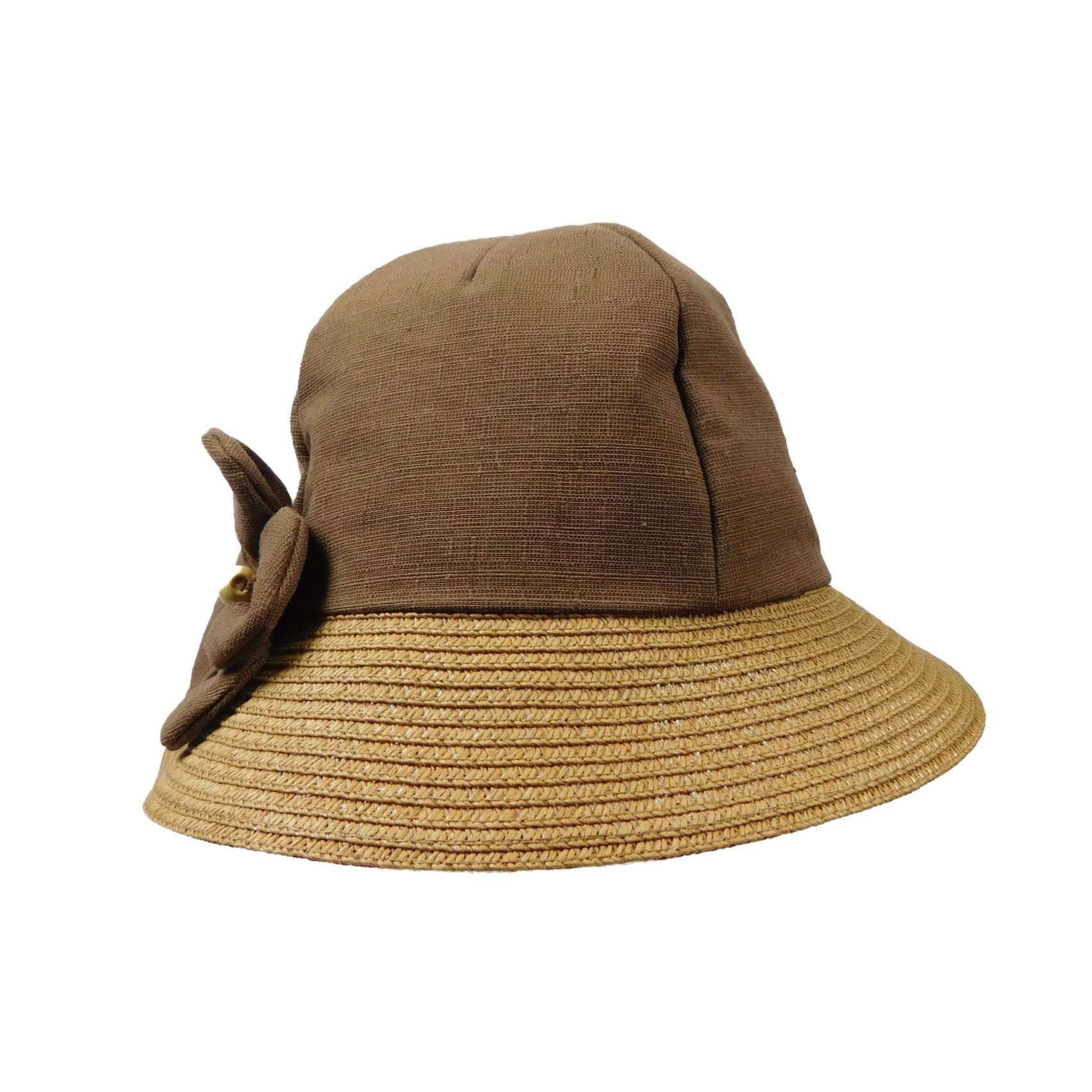 Linen Summer Cloche Hat with Flower - Jeanne Simmons Hats Cloche Jeanne Simmons    