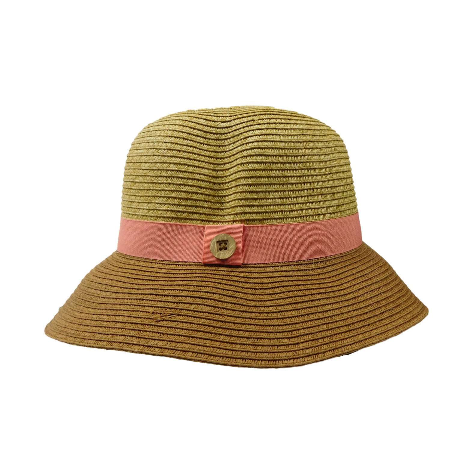 Two Tone Bucket Hat Wide Brim Hat Jeanne Simmons WSPS617CR Coral  