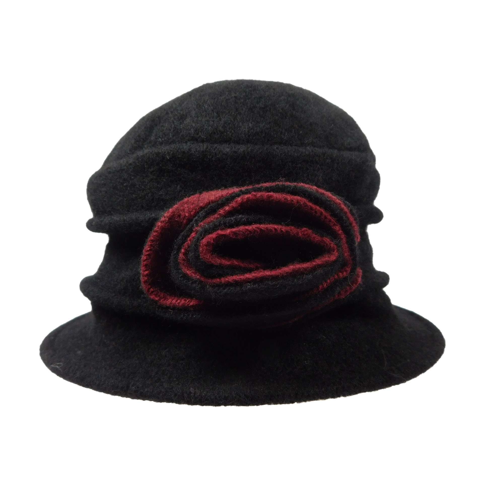 Boiled Wool Pleated Hat Beanie Jeanne Simmons WWBW244BK Black  