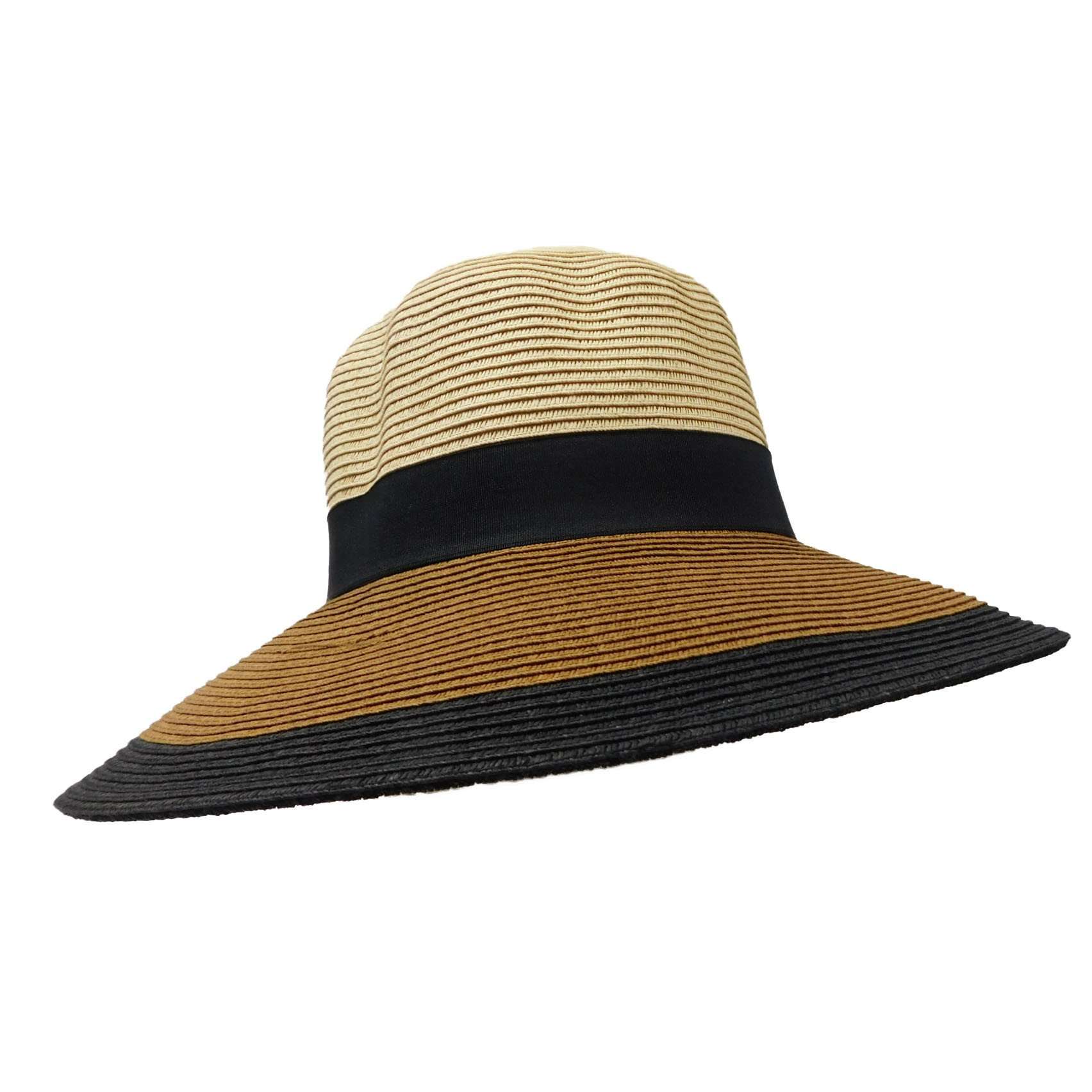 Three Tone Straw Floppy Hat, Floppy Hat - SetarTrading Hats 
