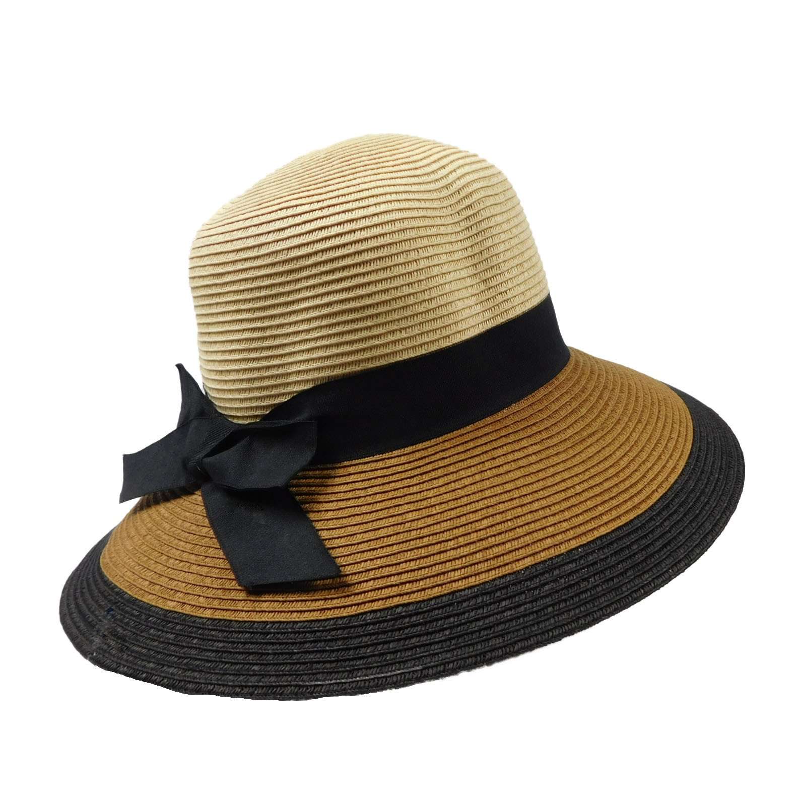 Three Tone Straw Floppy Hat, Floppy Hat - SetarTrading Hats 