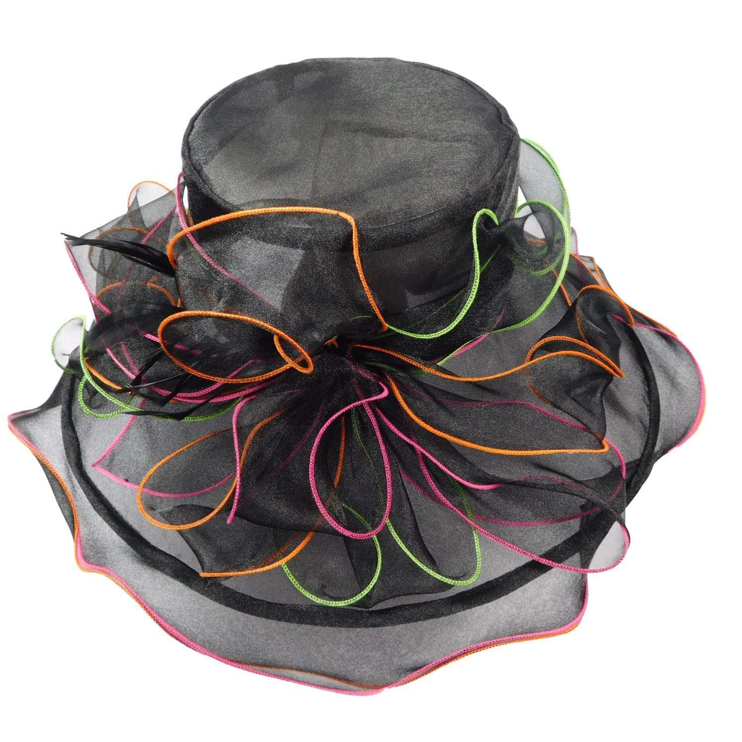 Black Organza Hat with Bright Edges - Jeanne Simmons Hats Dress Hat Jeanne Simmons    