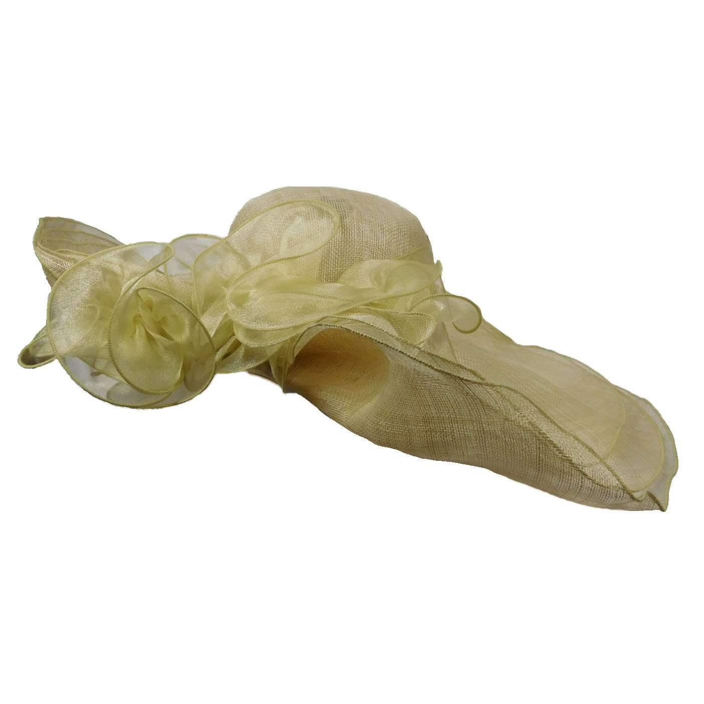 Stunning Sinamay Derby Hat with Sheer Flower Accent Dress Hat Jeanne Simmons js6448NT Natural  