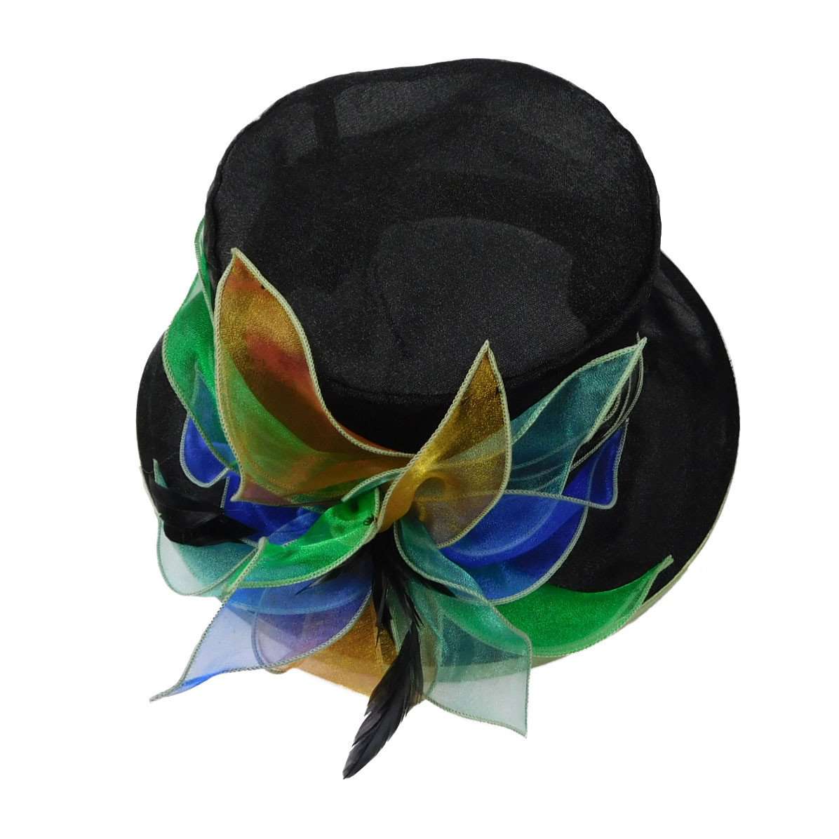 Black Organza Hat with Green Satin Trim - Jeanne Simmons Hats Dress Hat Jeanne Simmons    