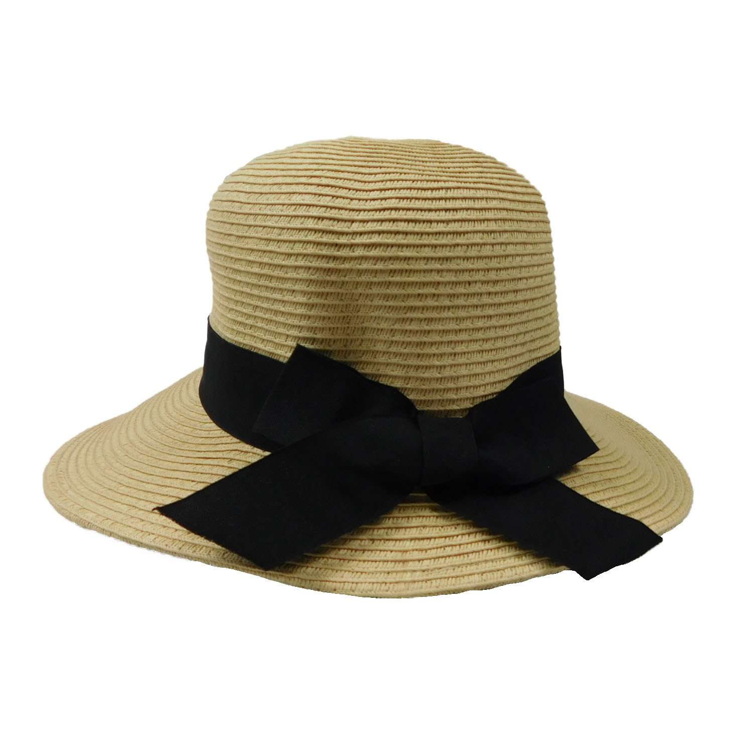 Asymmetrical Brim Summer Hat - Large and XL Size Women's Hats Black Tweed / Large (59 cm)