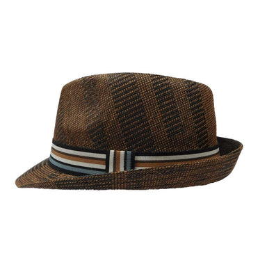 Summer Fedora Hat with Striped Band Fedora Hat Mentone Beach MSPS897BNM Brown M 
