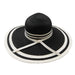 Black and White Straw Wide Brim Sun Hat Wide Brim Sun Hat Mentone Beach MSPS631BK Black  