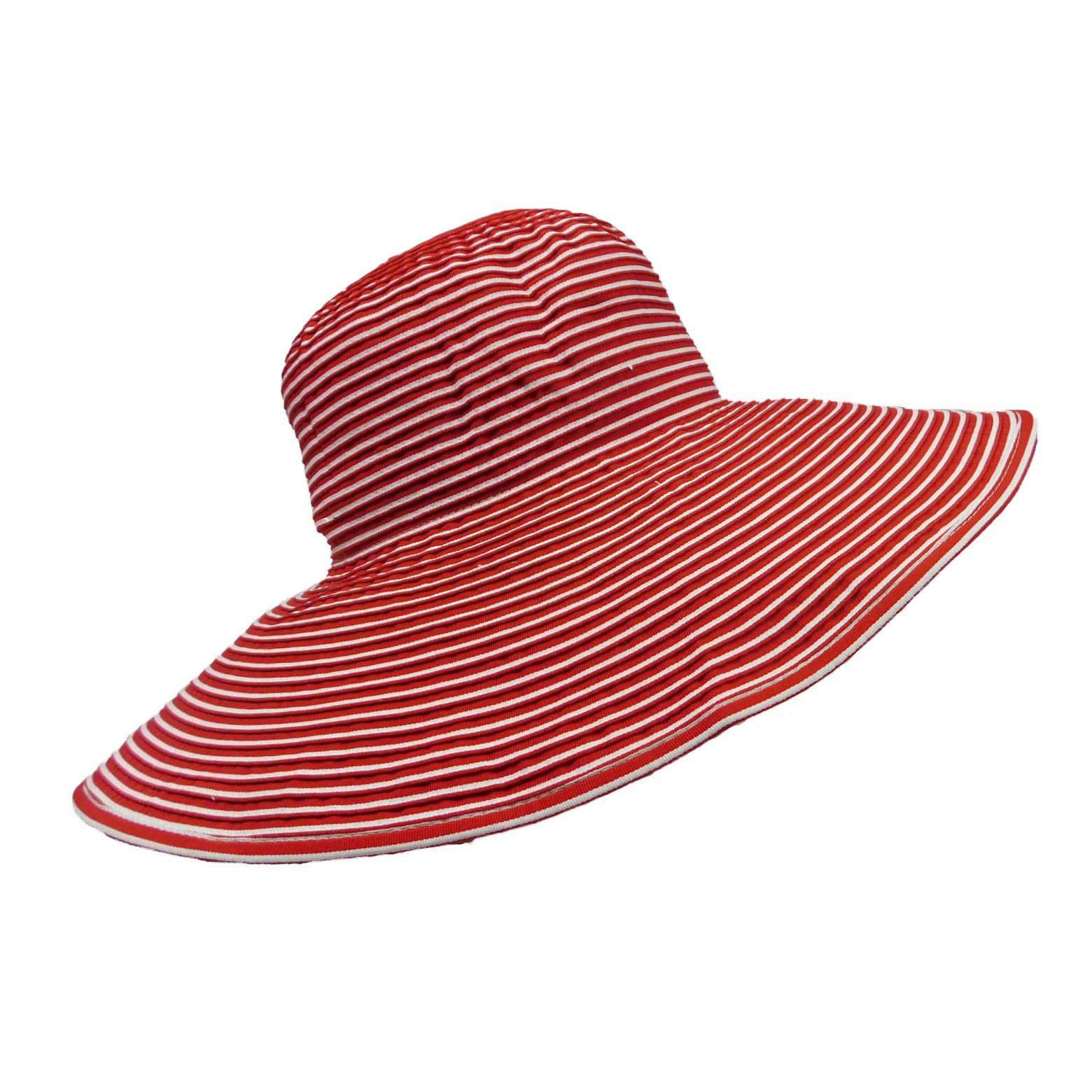 Striped Large Brim Sun Hat - Scala Hats Floppy Hat Scala Hats    