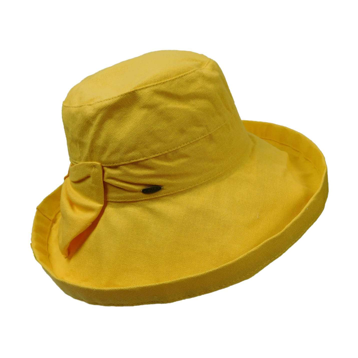 Kettle Brim Cotton Hat with Bow - Scala Hats Kettle Brim Hat Scala Hats WSCT638YL Yellow  