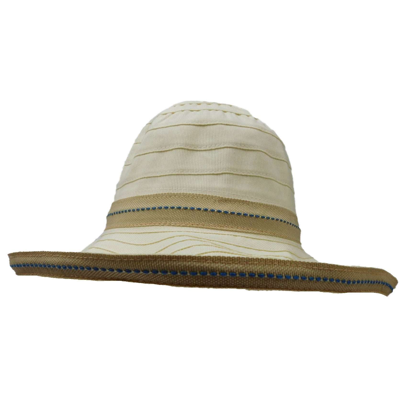 Lightweight Kettle Brim Sewn Ribbon Hat with Toggle - Scala Hats Kettle Brim Hat Scala Hats    