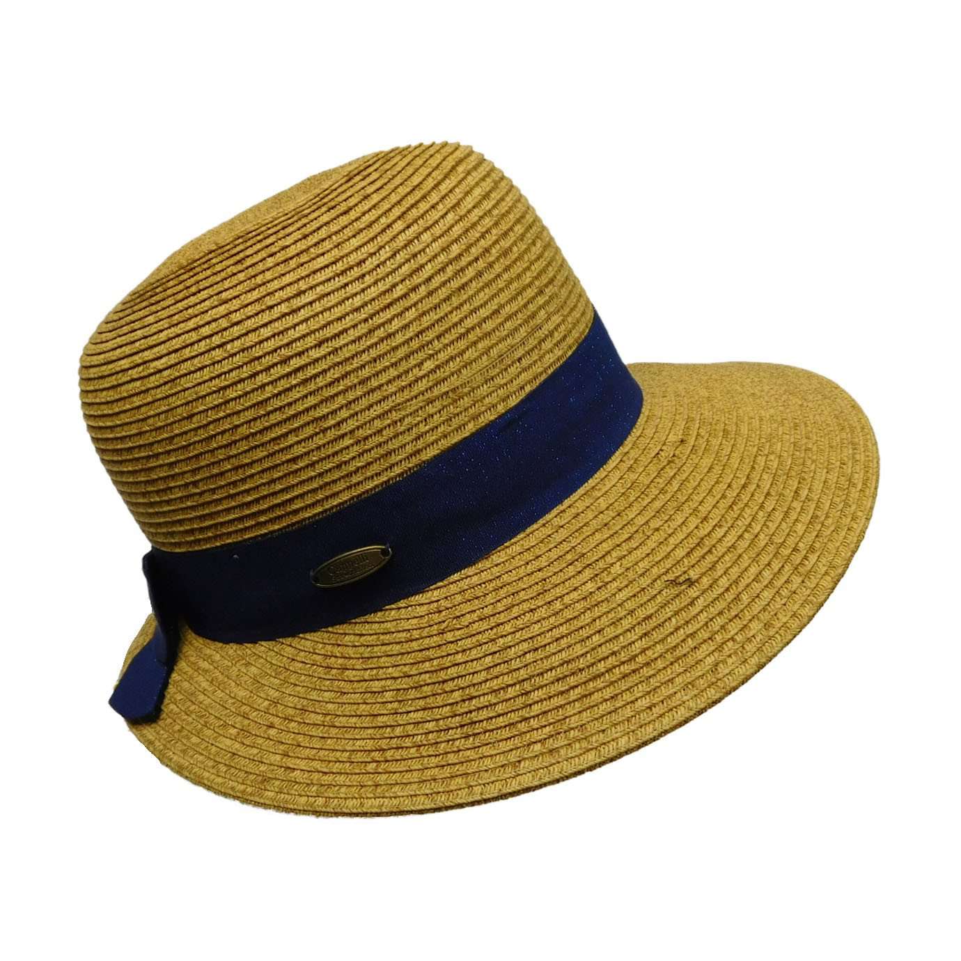Sun Hat with Iridescent Ribbon Band by Cappelli Straworld Wide Brim Hat Cappelli Straworld WSPS641NV Navy  