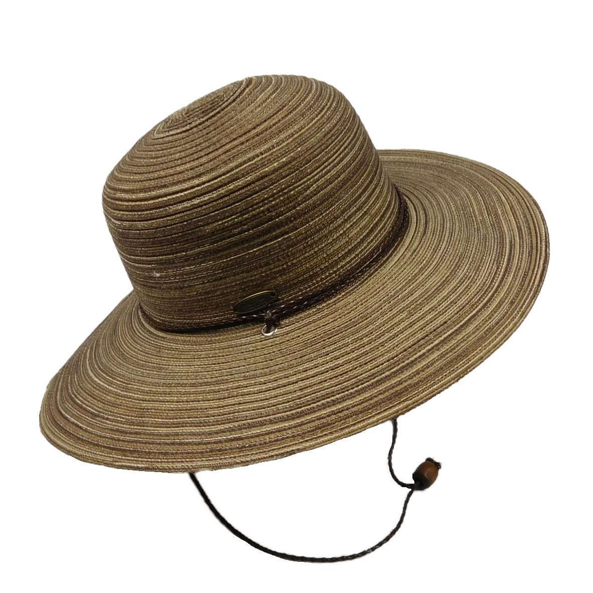 Saltwater Taffy Polybraid Wide Brim Beach Hat - DPC Sun Hats Wide Brim Sun Hat Dorfman Hat Co. LP313BN Brown Medium (57 cm) 