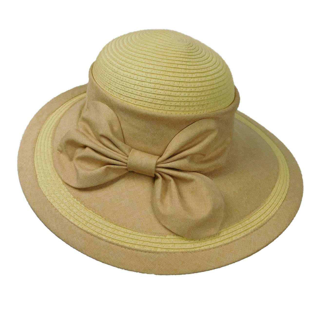 Elegant Summer Hat with Large Linen Bow - Callanan Hats, Wide Brim Hat - SetarTrading Hats 