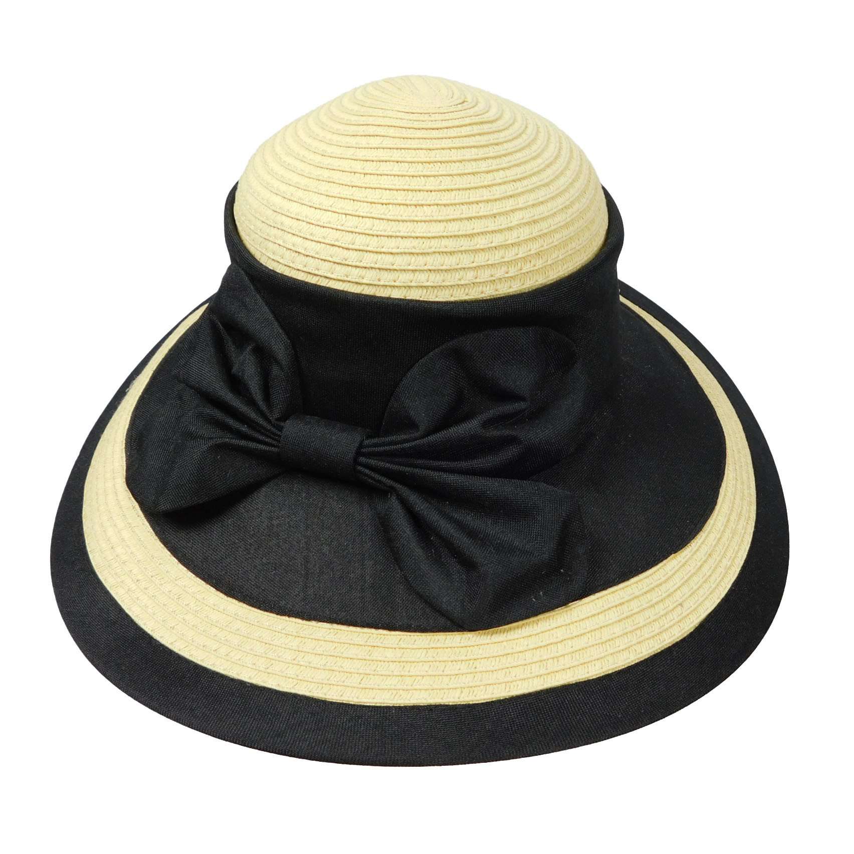Elegant Summer Hat with Large Linen Bow - Callanan Hats, Wide Brim Hat - SetarTrading Hats 