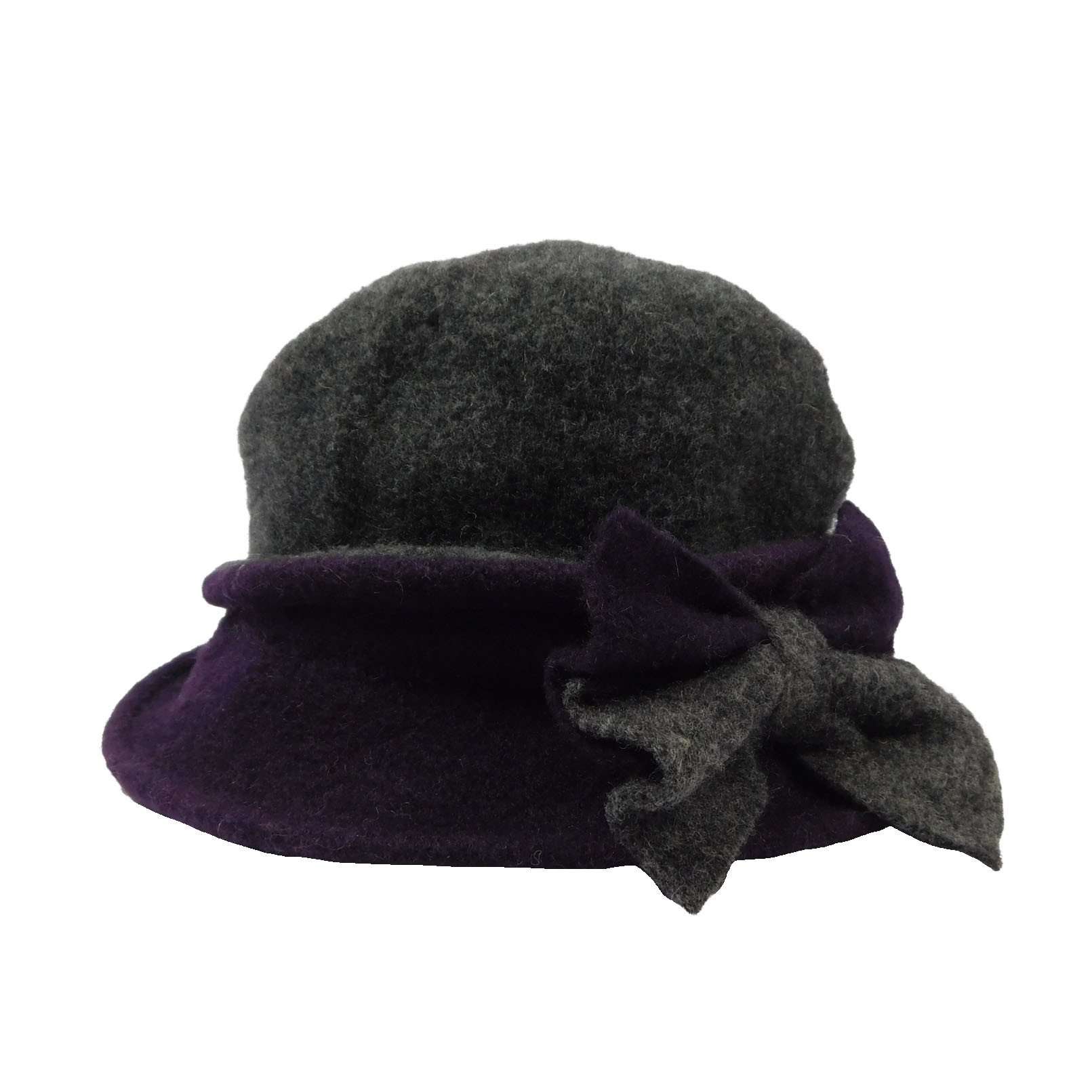 Two Tone Boiled Wool Little Cloche Beanie Hat by JSA for Women Beanie Jeanne Simmons WWBW114GY Grey  