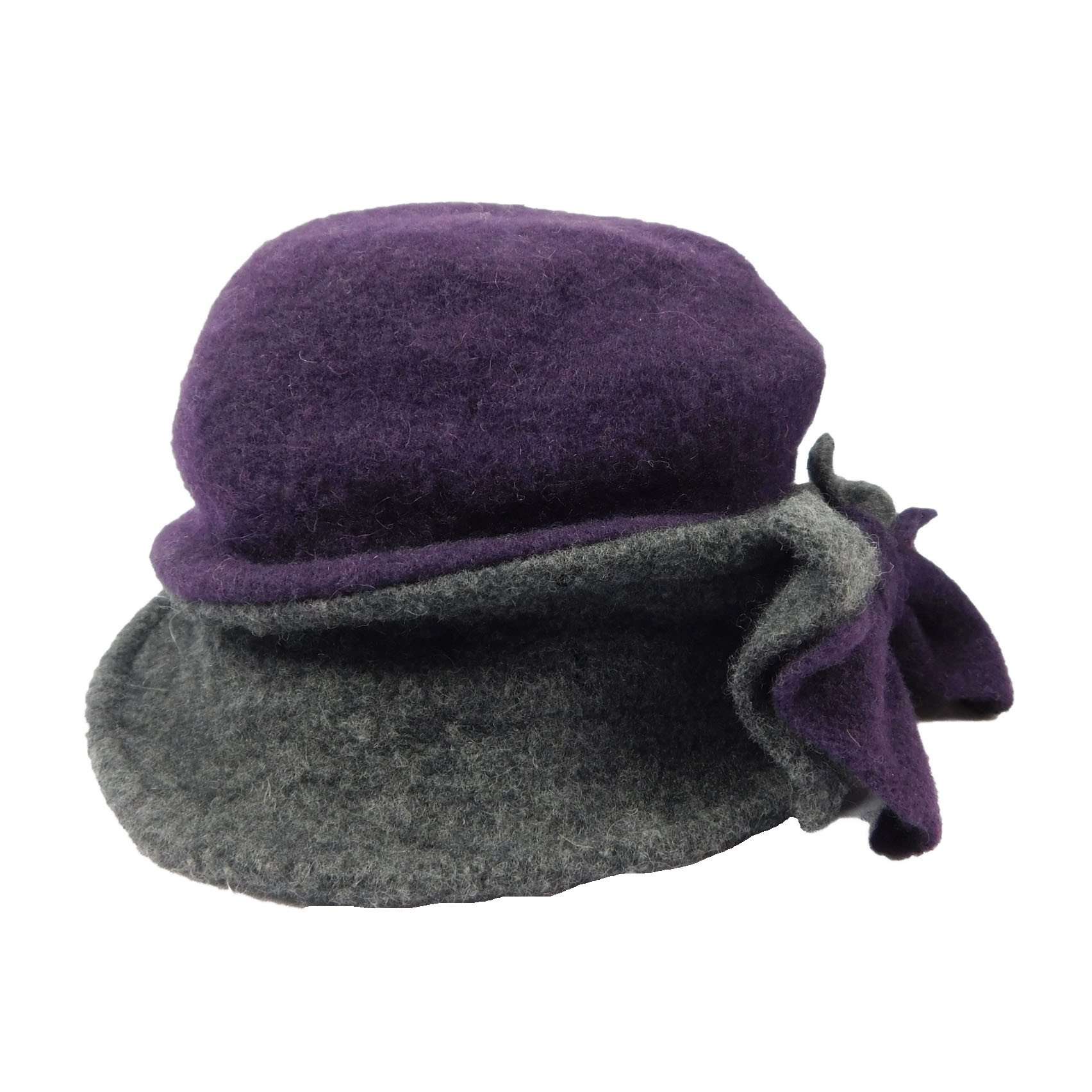 Two Tone Boiled Wool Little Cloche Beanie Hat by JSA for Women Beanie Jeanne Simmons WWBW114PP Purple  