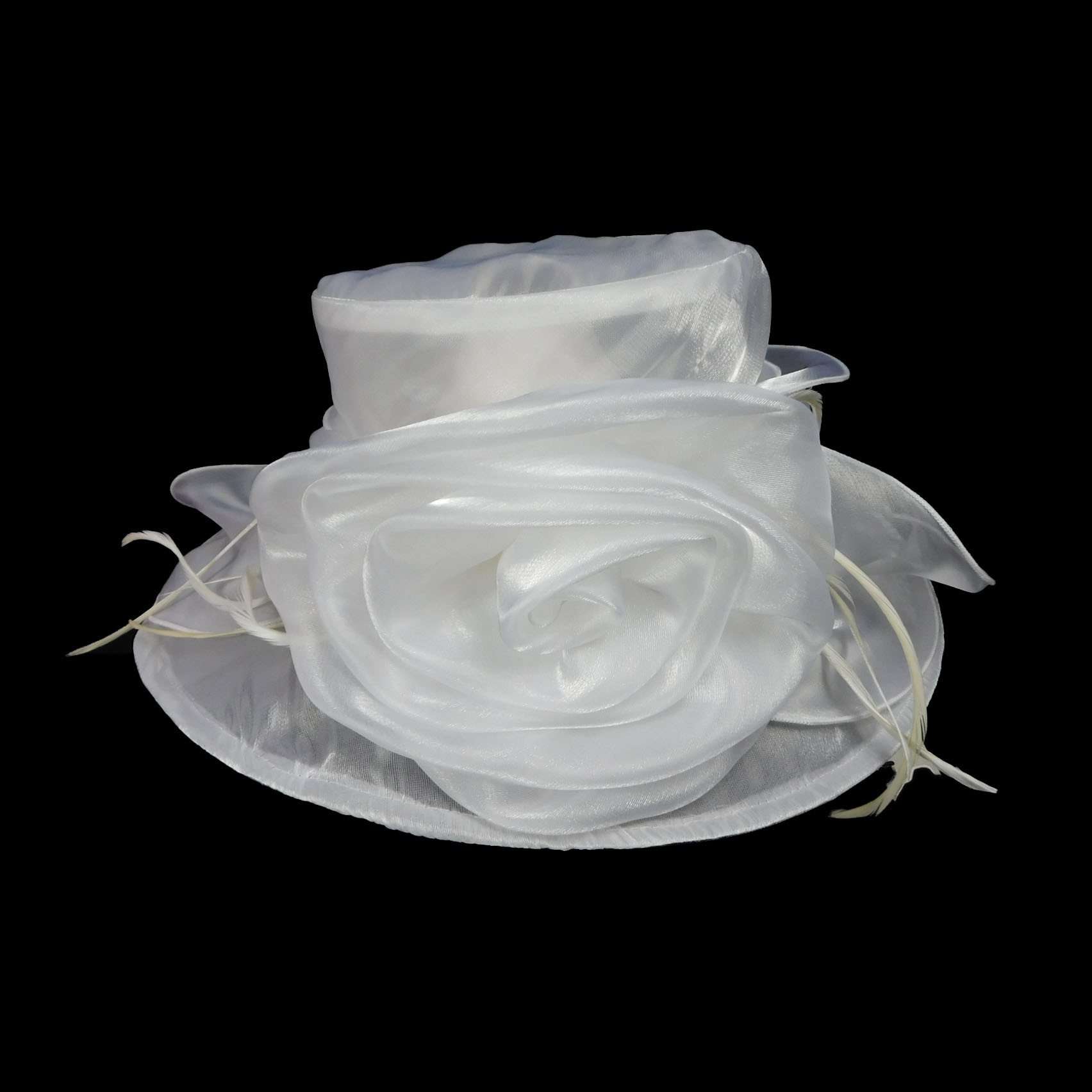 Organza Hat with Rose Dress Hat Something Special LA WSSK760WH White  
