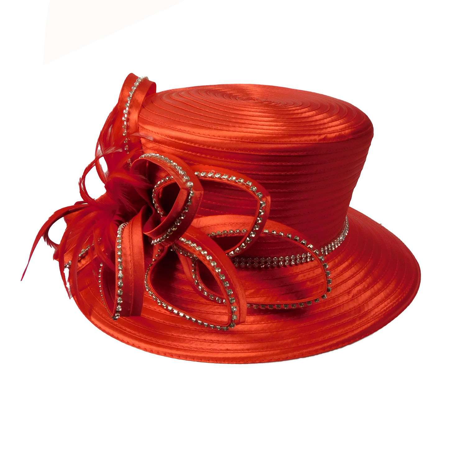 Satin Ribbon Dress Hat with Loopy Ribbon Accent Dress Hat Something Special LA WWSR806RD Red  