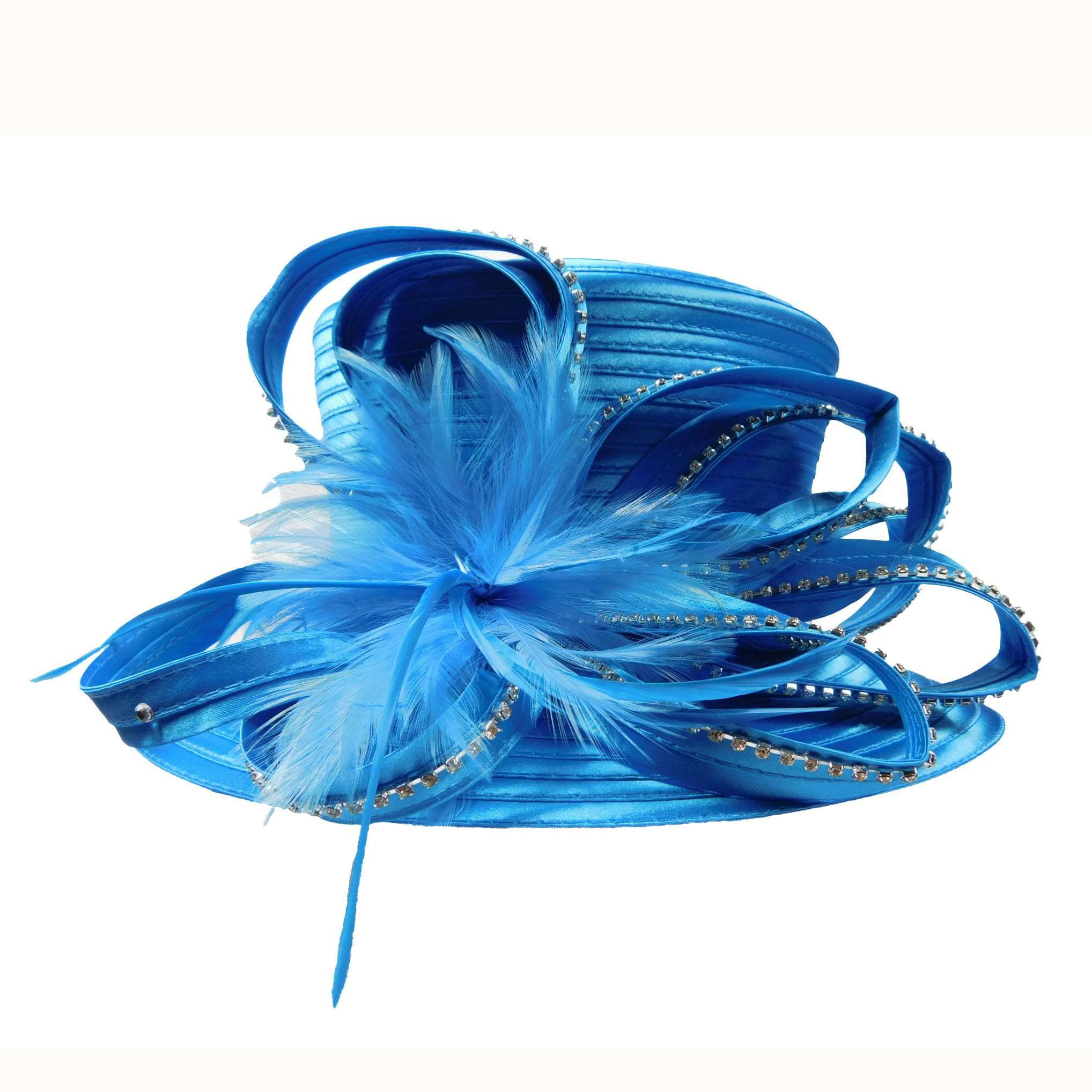Satin Ribbon Dress Hat with Loopy Ribbon Accent Dress Hat Something Special LA WWSR806AQ Aqua  