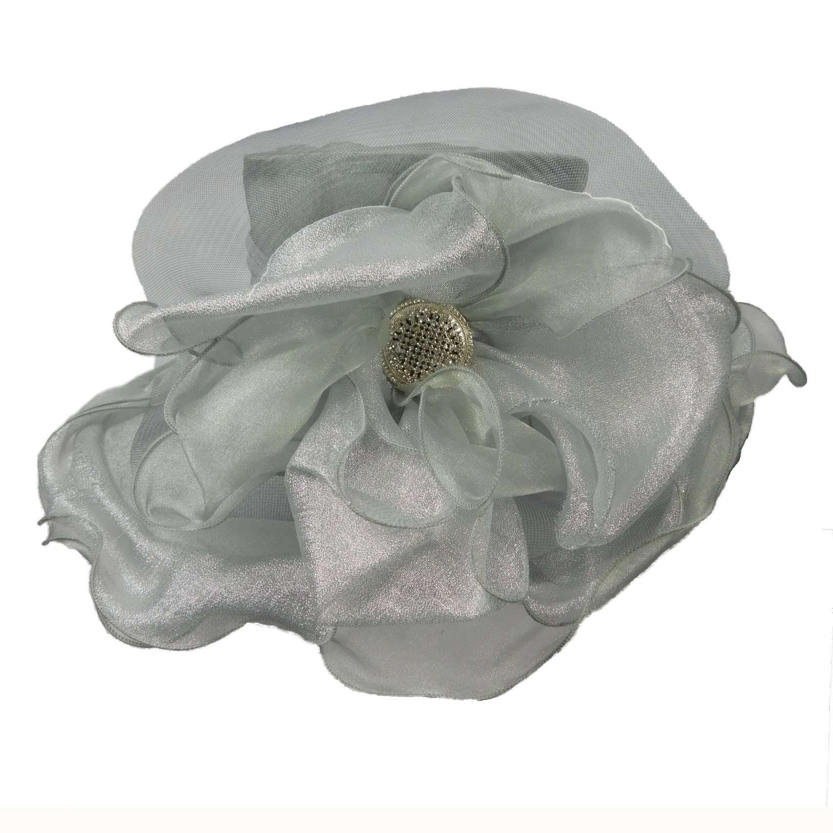 Sheer Satin Organza Hat with Rhinestone accent Dress Hat Something Special LA    
