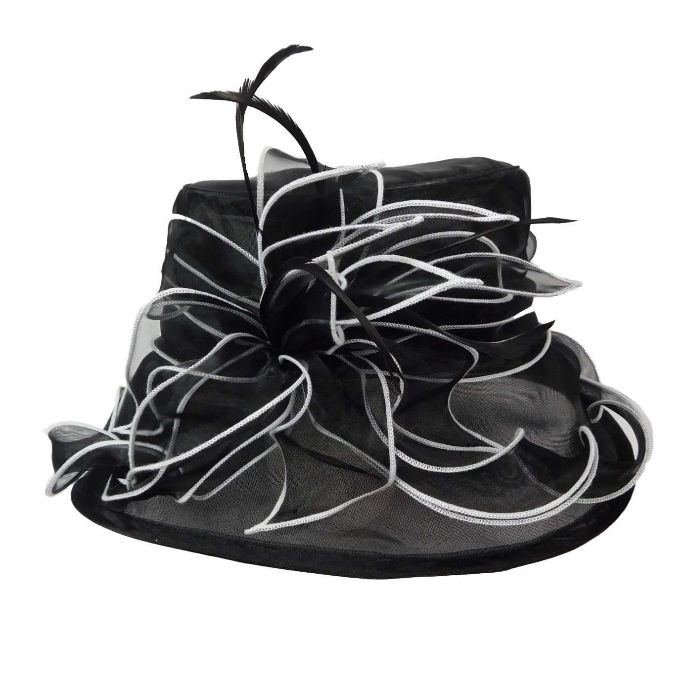 Organza Hat with Twisted Ribbon Dress Hat Something Special LA WSSK754BK Black  