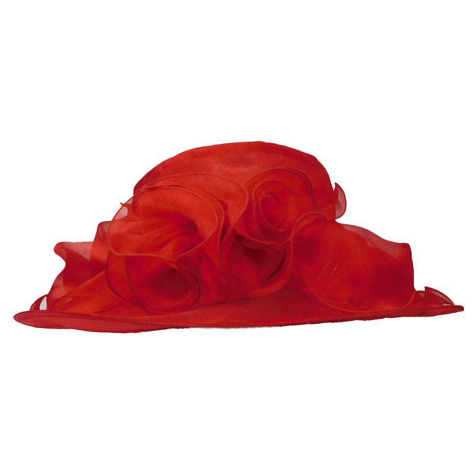 Organza Hat with Ruffle Bow Dress Hat Something Special LA WWSK814RD Red  
