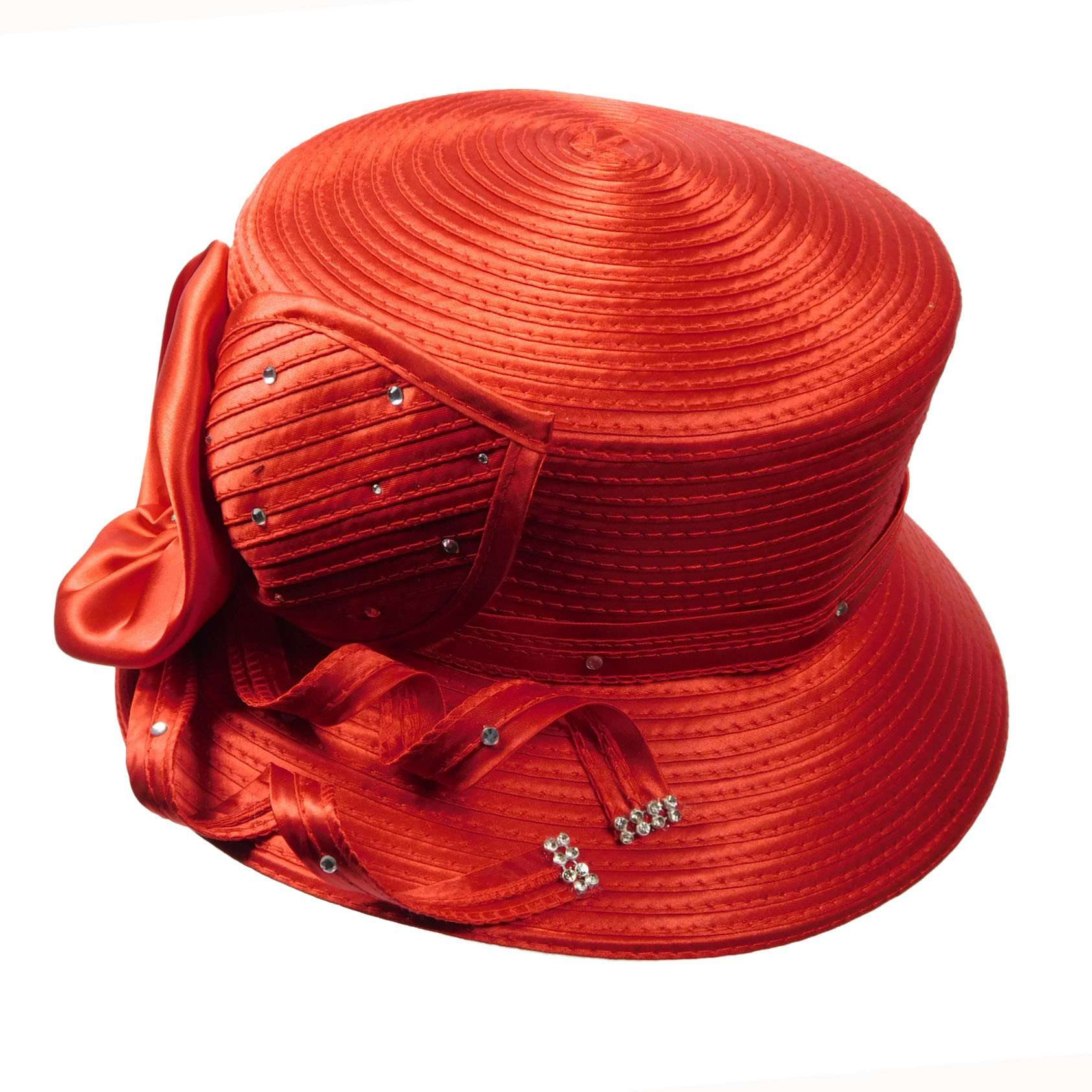 Satin Braid Dress Hat with Rhinestones, Dress Hat - SetarTrading Hats 