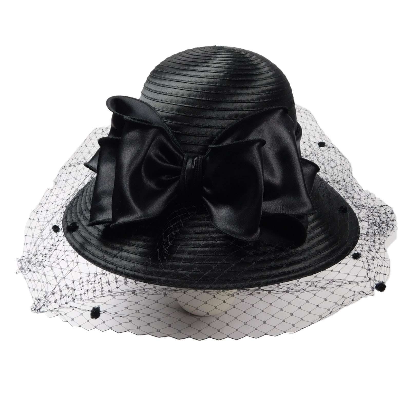 Satin Braid Dress Hat with Netting Veil, Dress Hat - SetarTrading Hats 