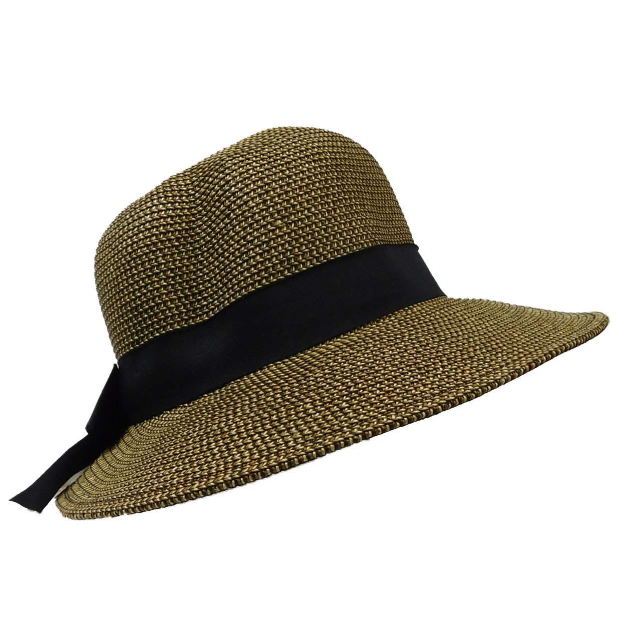 Asymmetrical Brim Summer Hat - Large and XL Size Women's Hats Black Tweed / X-Large (61 cm)