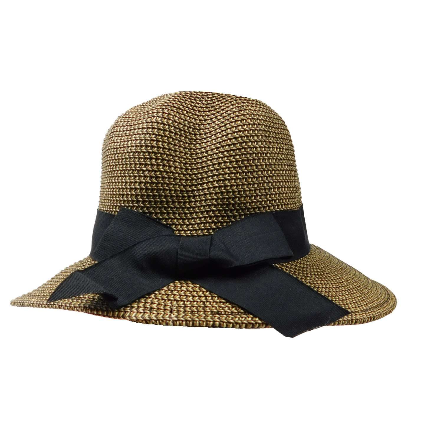 Asymmetrical Brim Summer Hat - Large and XL Size Women's Hats Wide Brim Hat Jeanne Simmons js8209BtXL Black Tweed X-Large (61 cm) 