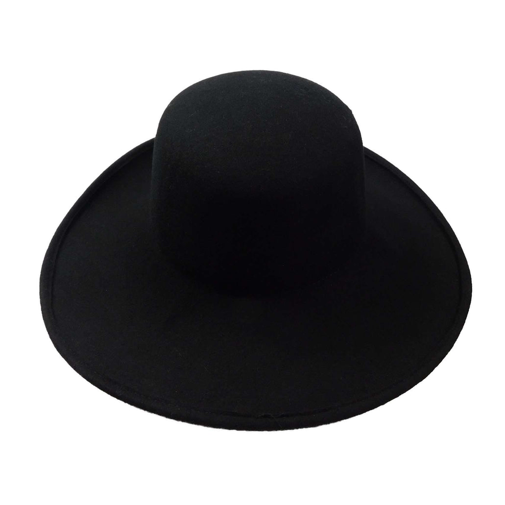 BLACK 　BRIM UP LONG FELT HAT Large Curled Brim Wool Felt Hat — SetarTrading Hats