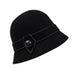 Wool Felt Bucket Hat with Button Accent Cloche Jeanne Simmons WWWF117BK Black  