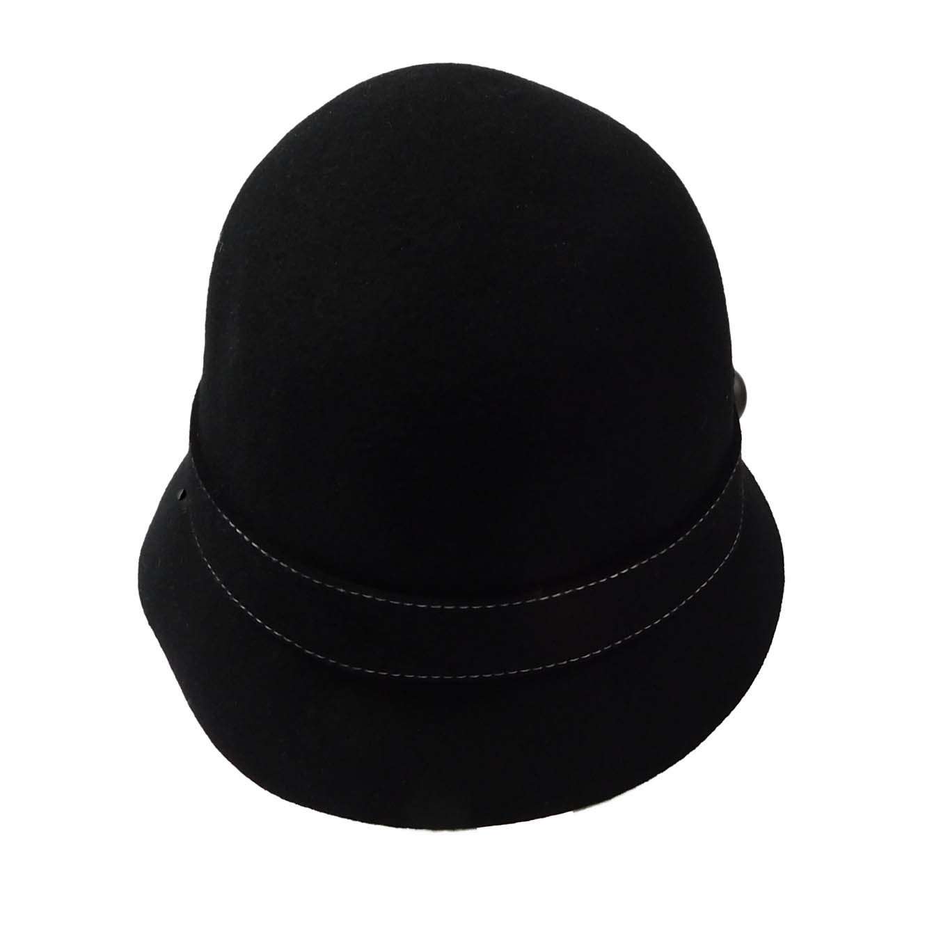 Wool Felt Bucket Hat with Button Accent Cloche Jeanne Simmons    