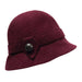 Wool Felt Bucket Hat with Button Accent Cloche Jeanne Simmons WWWF117BD Burgundy  