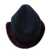 Bent Brim Navy Fedora Hat with Burgundy Ribbon Band - JSA Wool Hats Fedora Hat Jeanne Simmons    