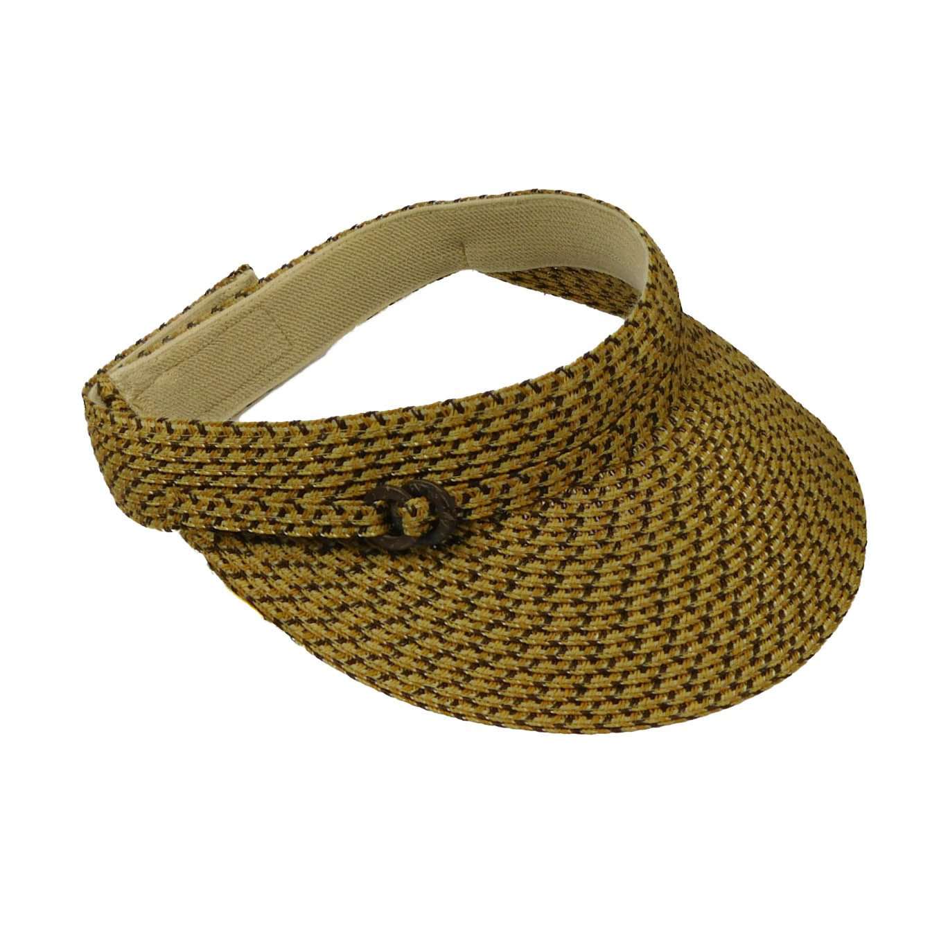 Straw Sun Visor with Belt Buckle Accent - Jeanne Simmons Accessories Visor Cap Jeanne Simmons WSPP530BN Taupe  