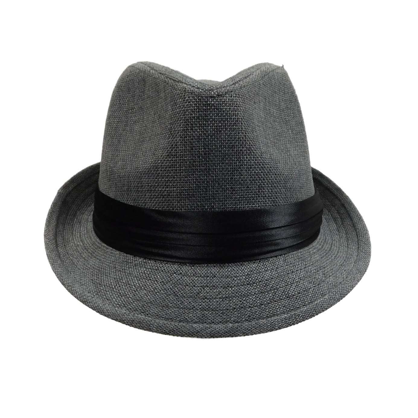 Grey Fedora Hat with Satin Band Fedora Hat Mentone Beach    
