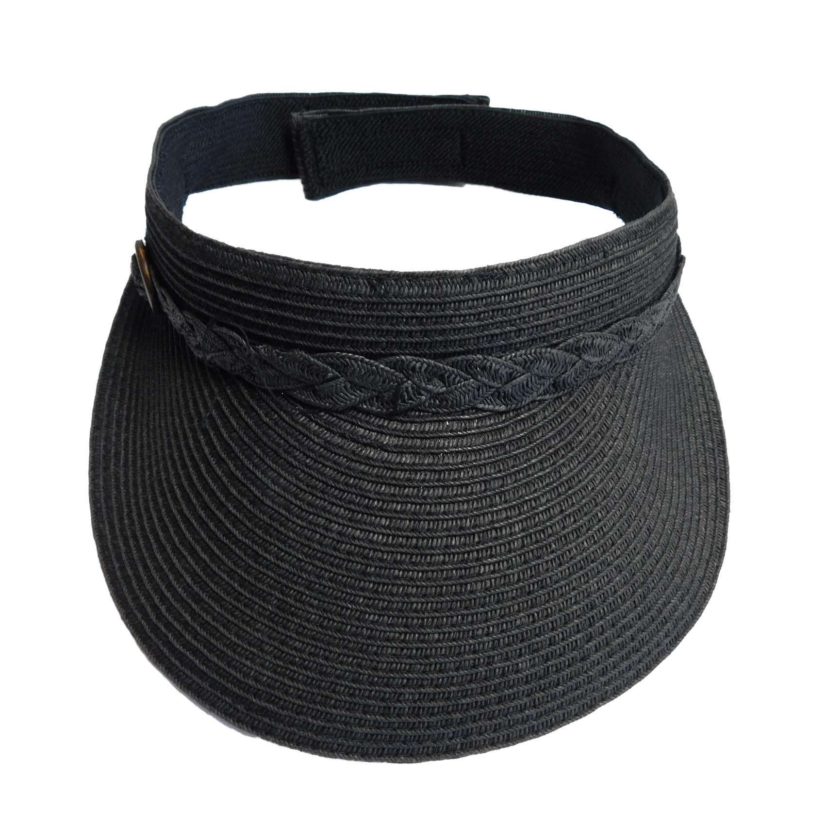 Straw Visor with Buckle Accent Visor Cap Boardwalk Style Hats    