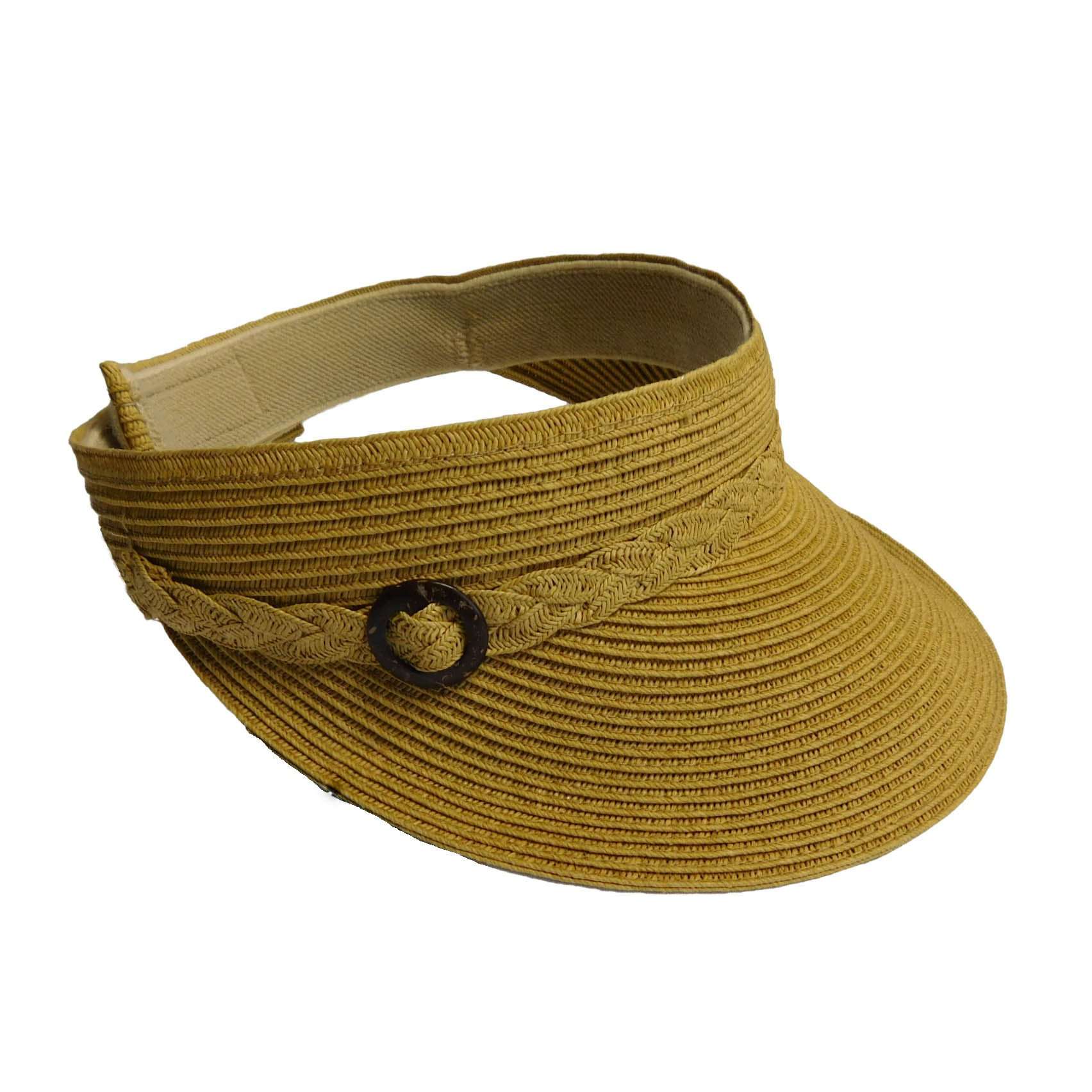 Straw Visor with Buckle Accent Visor Cap Boardwalk Style Hats WSPS656NT Natural  