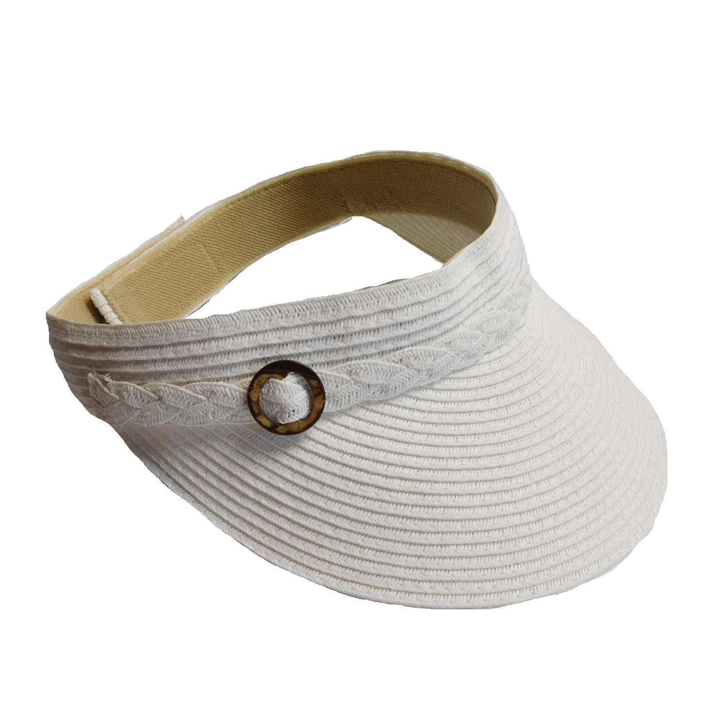 Straw Visor with Buckle Accent Visor Cap Boardwalk Style Hats WSPS656WH White  
