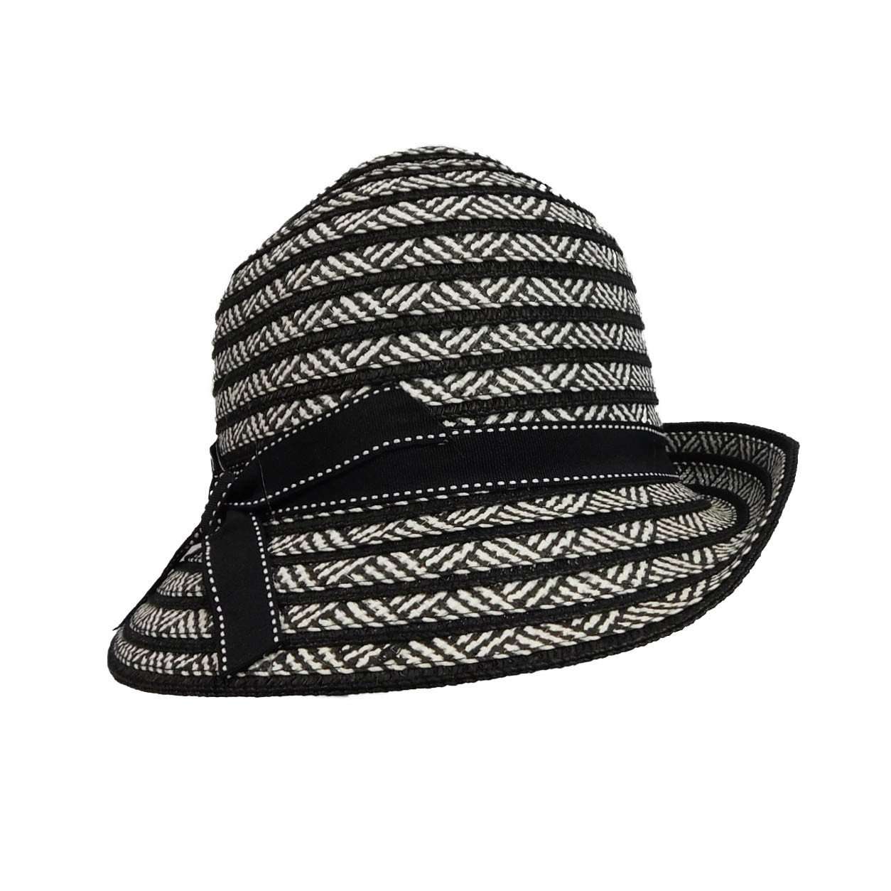 Striped Asymmetrical Summer Cloche, Cloche - SetarTrading Hats 