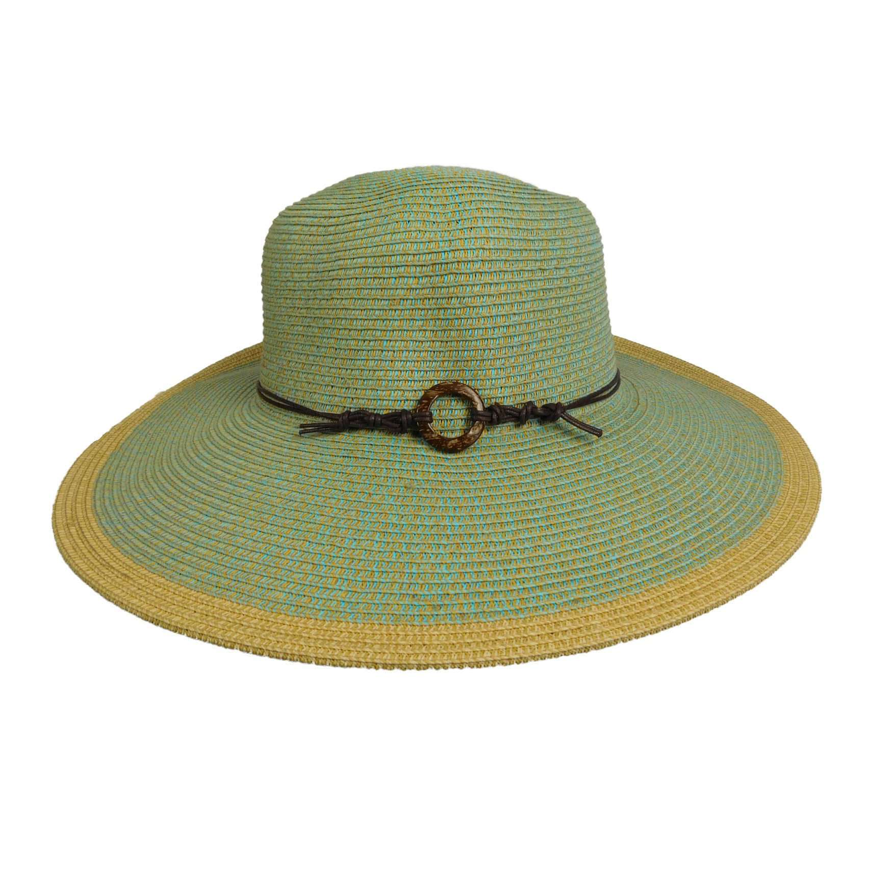 Flat Brim Sun Hat with Contrast Edge Floppy Hat Jeanne Simmons js8310aq Aqua  