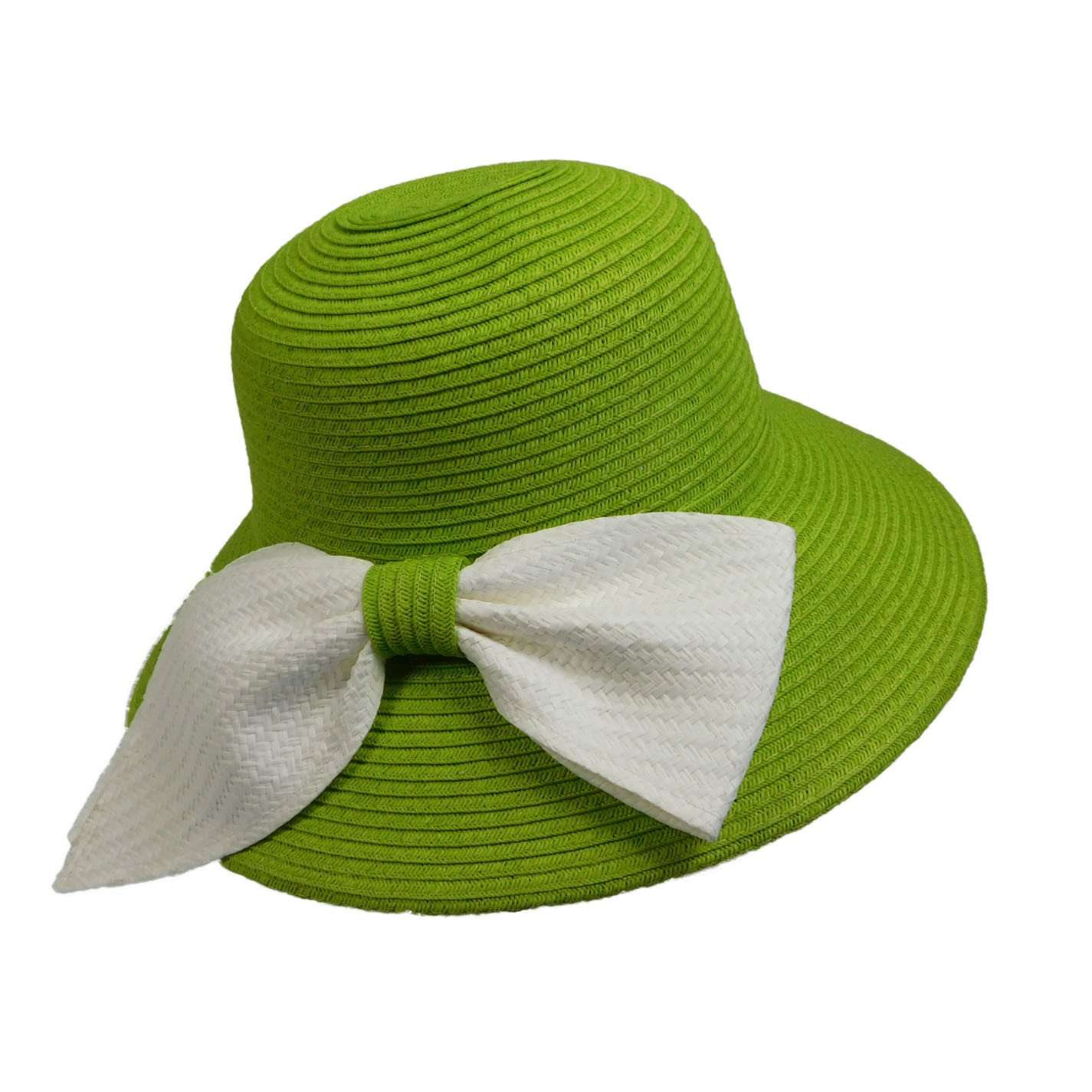 Big Brim Sun Hat with White Bow Wide Brim Hat Something Special Hat WSPS696LM Lime  