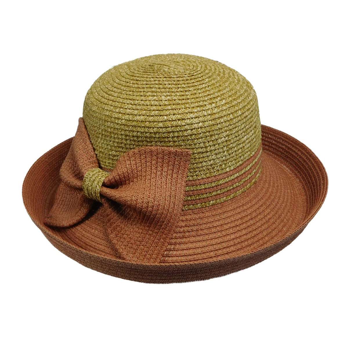Two Tone Kettle Brim Sun Hat with Bow, Kettle Brim Hat - SetarTrading Hats 