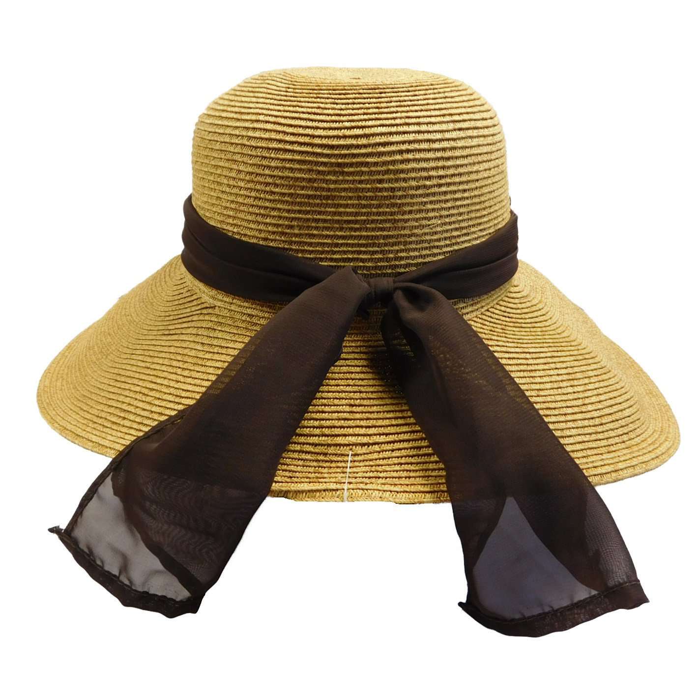 Wide Asymmetrical Brim Beach Hat with Scarf - JSA Wide Brim Hat Jeanne Simmons    