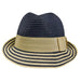 Striped Brim Fedora Hat Fedora Hat Jeanne Simmons js8366nv Navy  